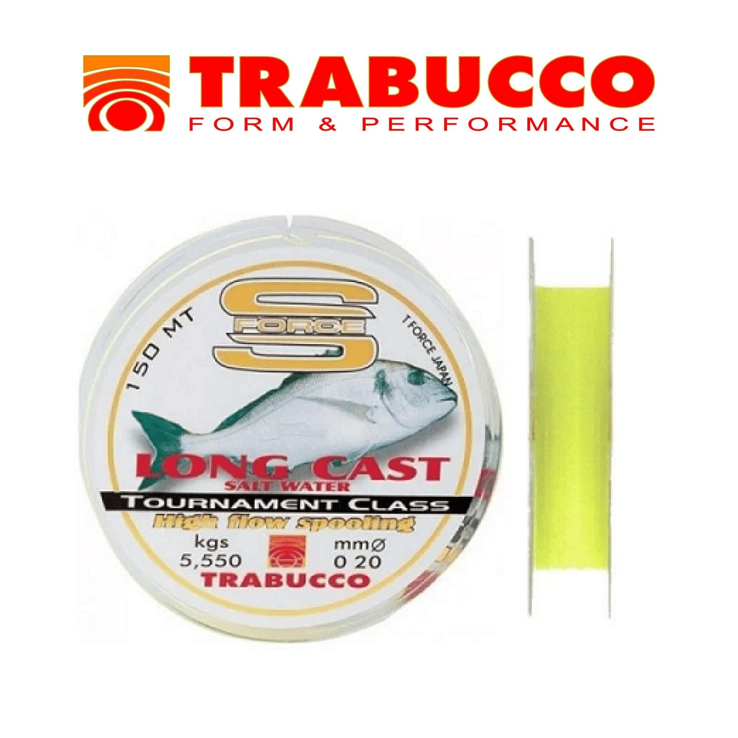Trabucco S-Force Long Cast Yellow 150m Spool Fishing Line For Distance