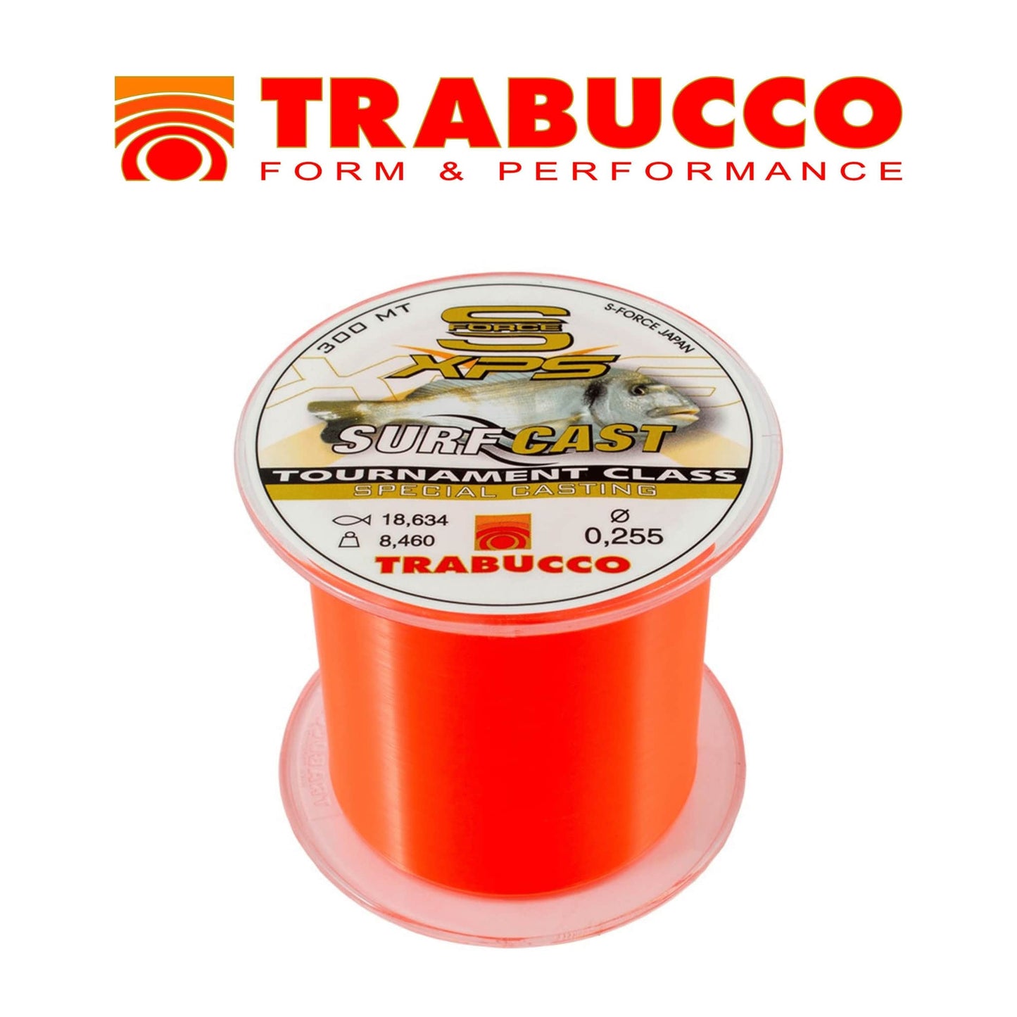 Trabucco S-Force XPS Surf Cast 300m Orange Fishing Line All Round Thin Diameter Tough Spool
