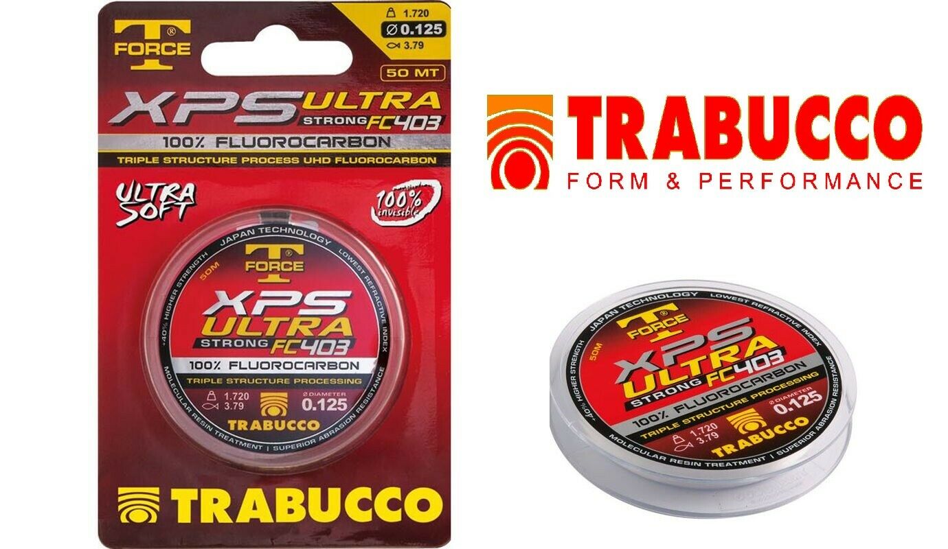 Trabucco XPS Ultra Strong FC 403 Fluorocarbon 50m Fishing Line Leader Invisible Japanese Line