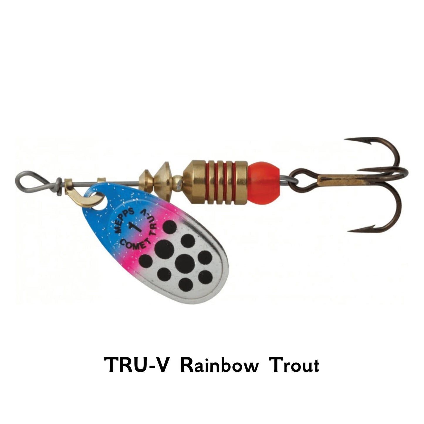 Mepps Aglia TRU V Rainbow Trout Spinner Blue Phantom Size 1 - 3.5g Trebble Hook Spinner Fishing Lure Bait Perch Pike Salmon Trout