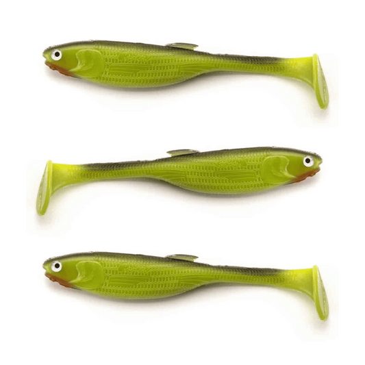 Castaic Giant Jerky J Swim 7 Inch Chartreuse Paddle Tail 3 Pack Fishing Lure Pike