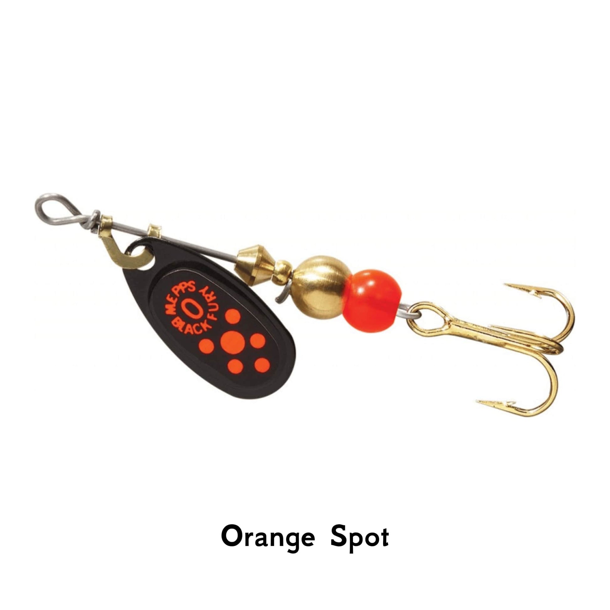 Mepps Black Fury Orange Spot  Spinner Size Black Gold Fishing Lure Trout Salmon Perch Pike