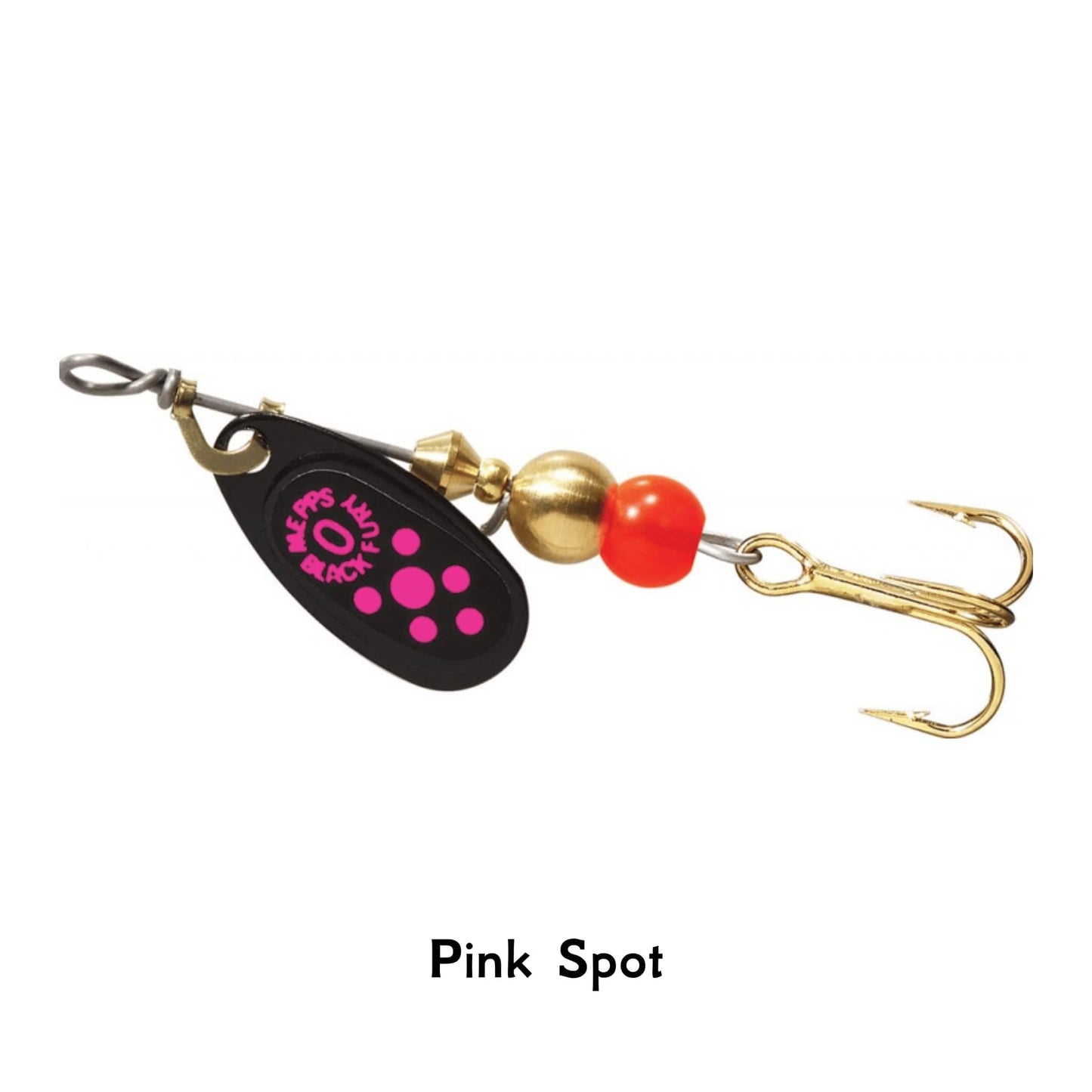 Mepps Black Fury Pink Spot Spinner Size Black Gold Fishing Lure Trout Salmon Perch Pike