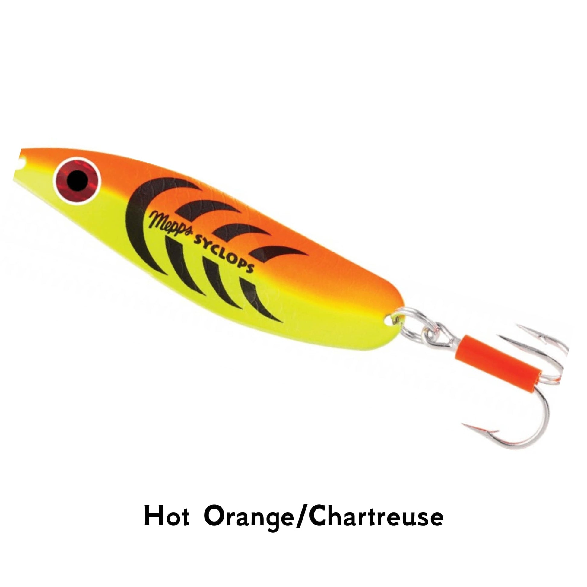 Mepps Syclops Hot Orange Chartreuse Spoon Spinner Trebble Hook Lure Perch Pike Zander Fishing All Colours Sizes