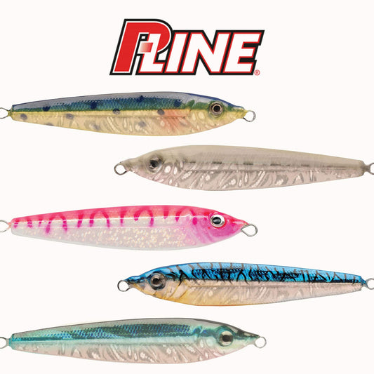 P Line Laser Minnow Jig Spoon Fishing Lure Vertical Bounce Straight Retrieve Perch Salmon Trout Pike Bass 