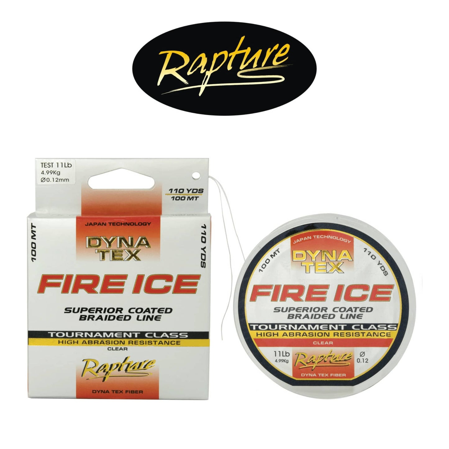 Rapture Dyna Tex Fire Ice Braided Fishing Line Clear Translucent Pike Perch Spin Baitcaster Jig Dropshot Lure