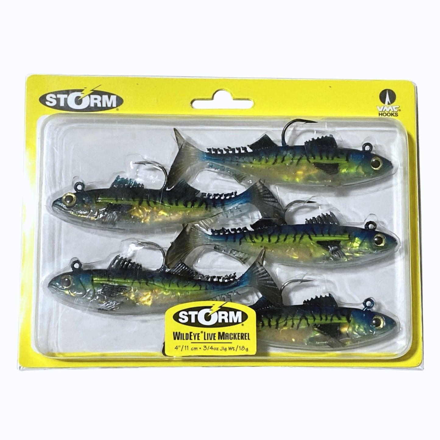 Storm WildEye Live Mackerel 4 Inch Fishing Lure Realistic Jig Holographic Detailed Paddle Tail Bait 5 Pack