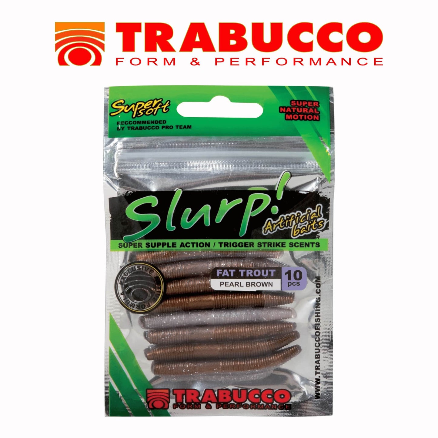 Trabucco Slurp! Fat Trout Worm Super Soft Scented Fishing Lures x10 Light Rock Fishing Jig Dropshot Trout Salmon Perch Zander Pike