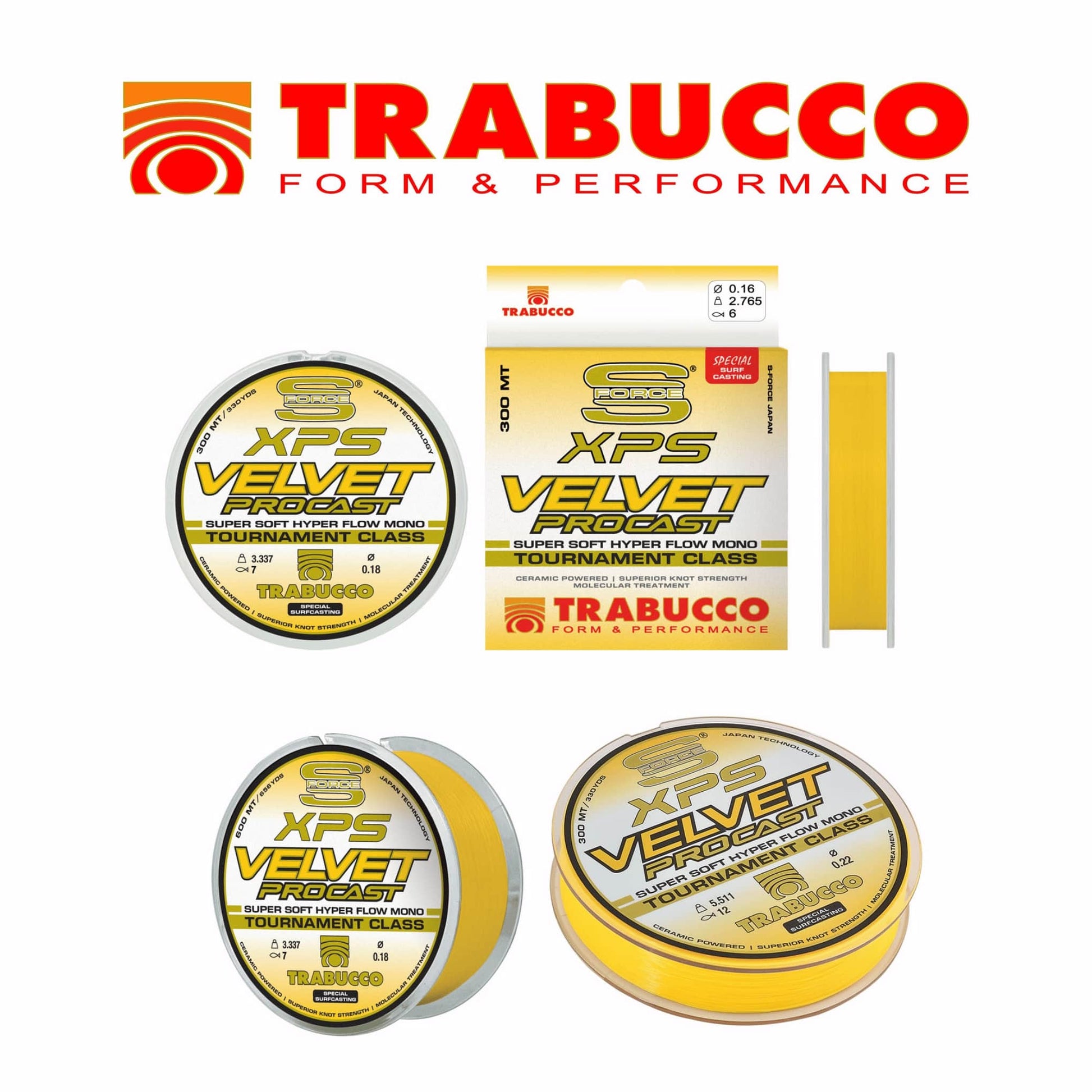 Trabucco XPS Velvet Pro Cast 300 m Yellow Mono Fishing Line