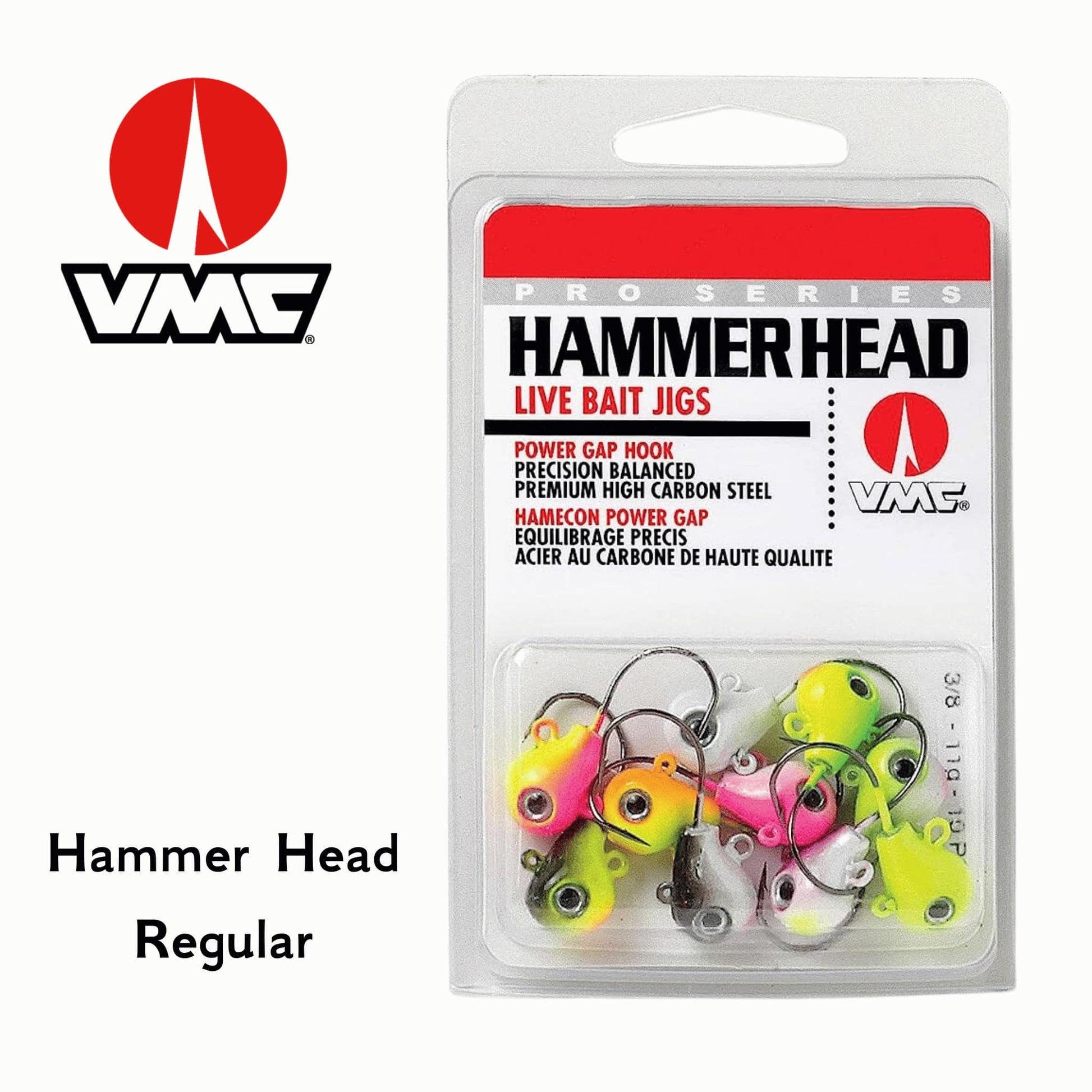 VMC Hammer Head Jighead Regular 10 Pack Assorted Colours Weighted Fishing Hooks