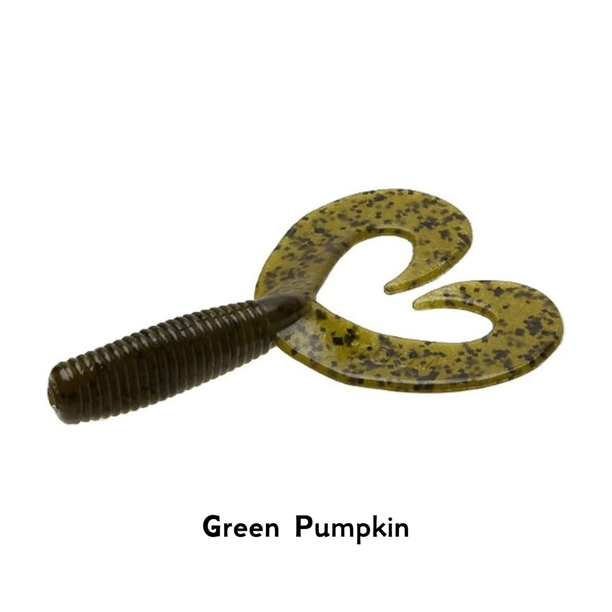 Zoom Bait Fat Albert Twin Tail Green Pumpkin 3.5 Inch Grub Fishing Lure Creature Bait Soft Paddle Tail Perch Pike Jig Dropshot