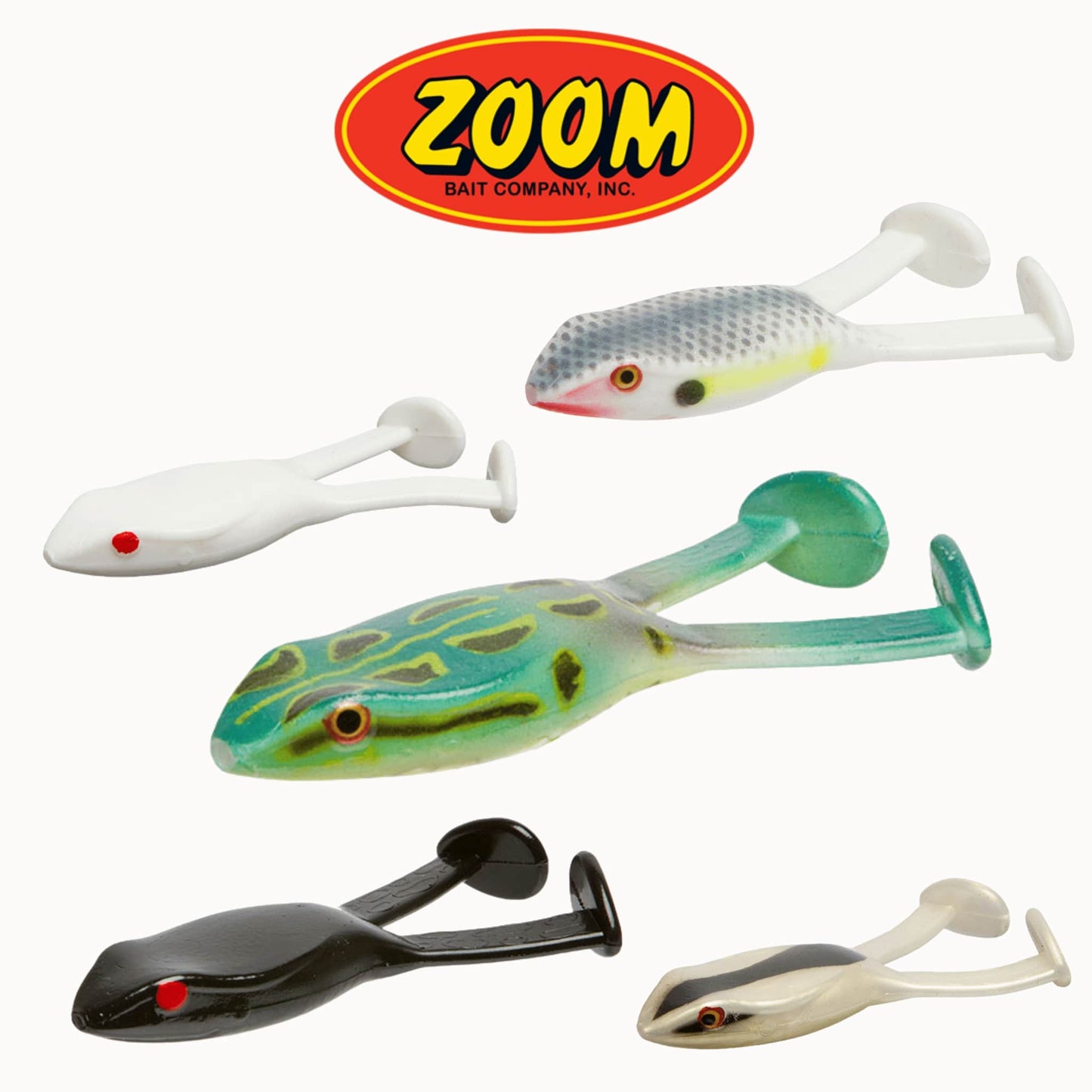 Zoom Bait Frog 4 Inch Paddle Tail Softbait Fishing Lure Pike Weedless Jighead EWG Hook