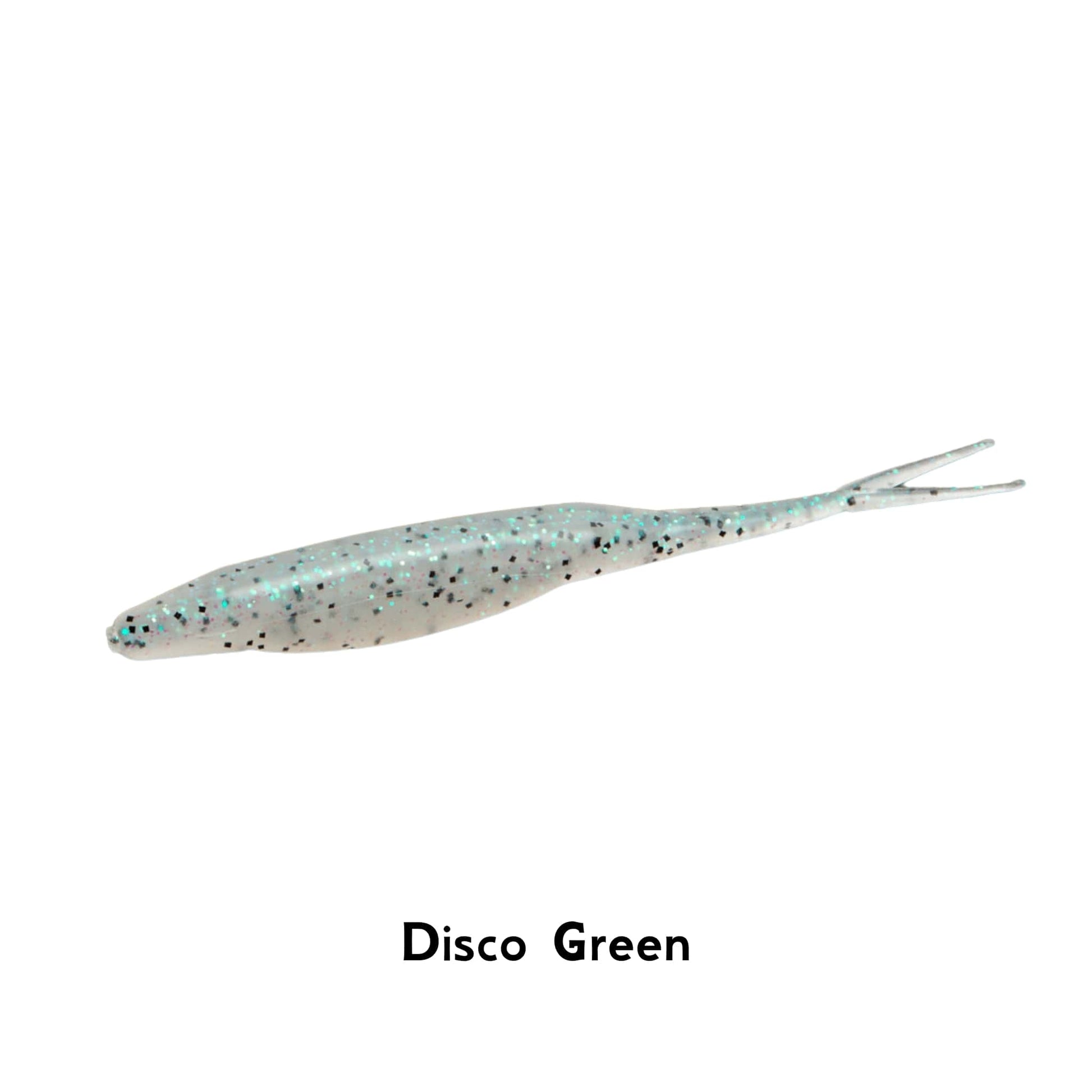 Zoom Bait Super Fluke JR Disco Green 4 Inch Split Tail Fishing Lure Soft Bait Drop Shot Jig Perch Pike Bass Zander