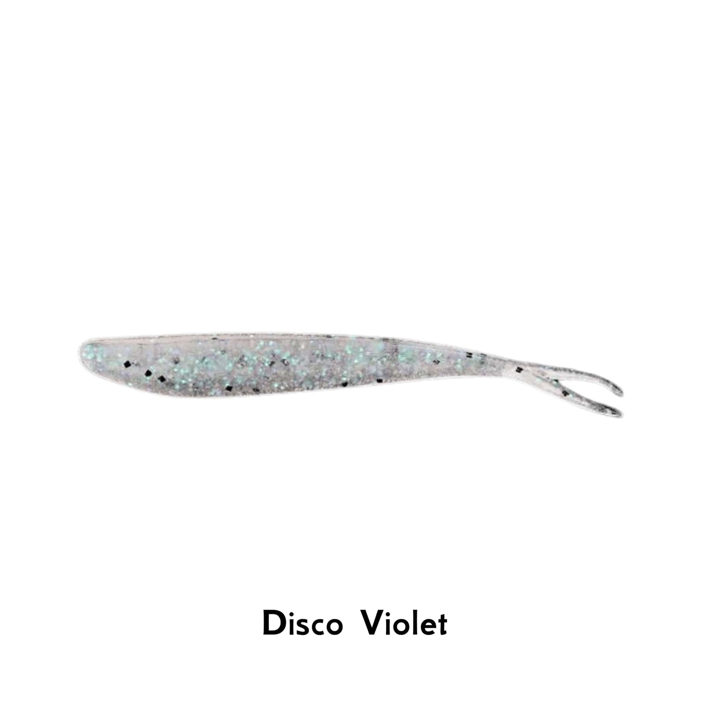 Zoom Baits Tiny Fluke Disco Violet 3 Inch Split Tail Soft Fishing Lure Shad Imitation Drop Shot Jig Head Perch Pike Scented Bass