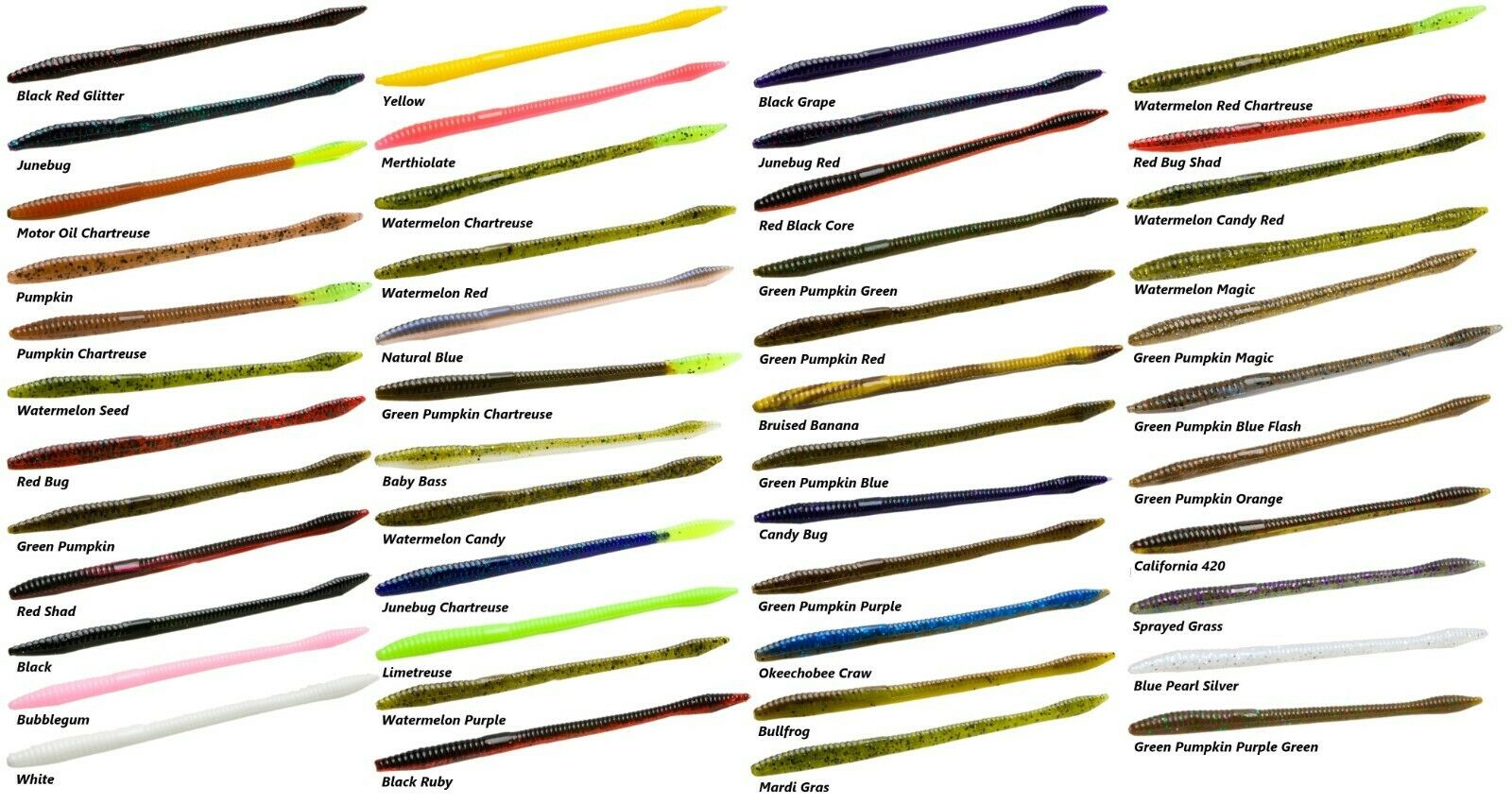 Zoom Baits Trick Worm Colour Chart 6.5 Inch Fishing Lure Soft Scented Creature Bait ALL COLOURS UK Seller