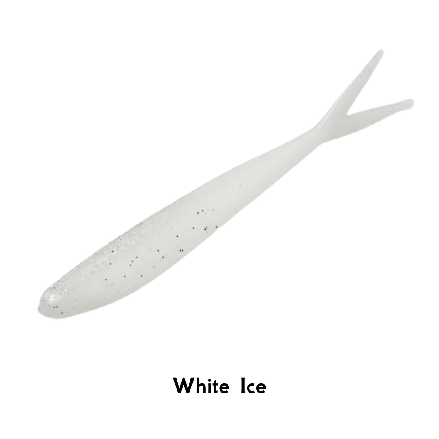 Zoom The Fluke 4 Inch White Ice Bait Fish Imitator Fishing Soft Lure UK Split Tail 